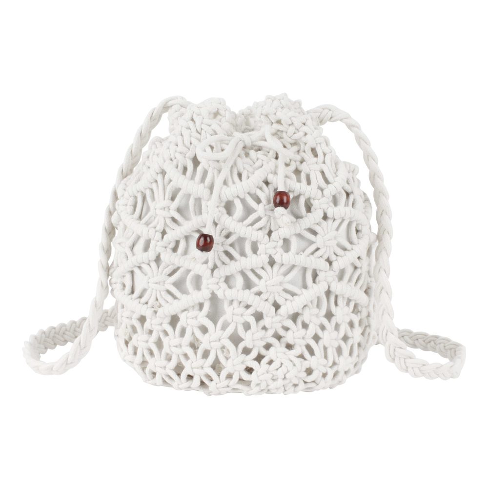 Mini Cotton Crochet Crossbody Bag Summer Beach Shoulder Bag Drawstring B)